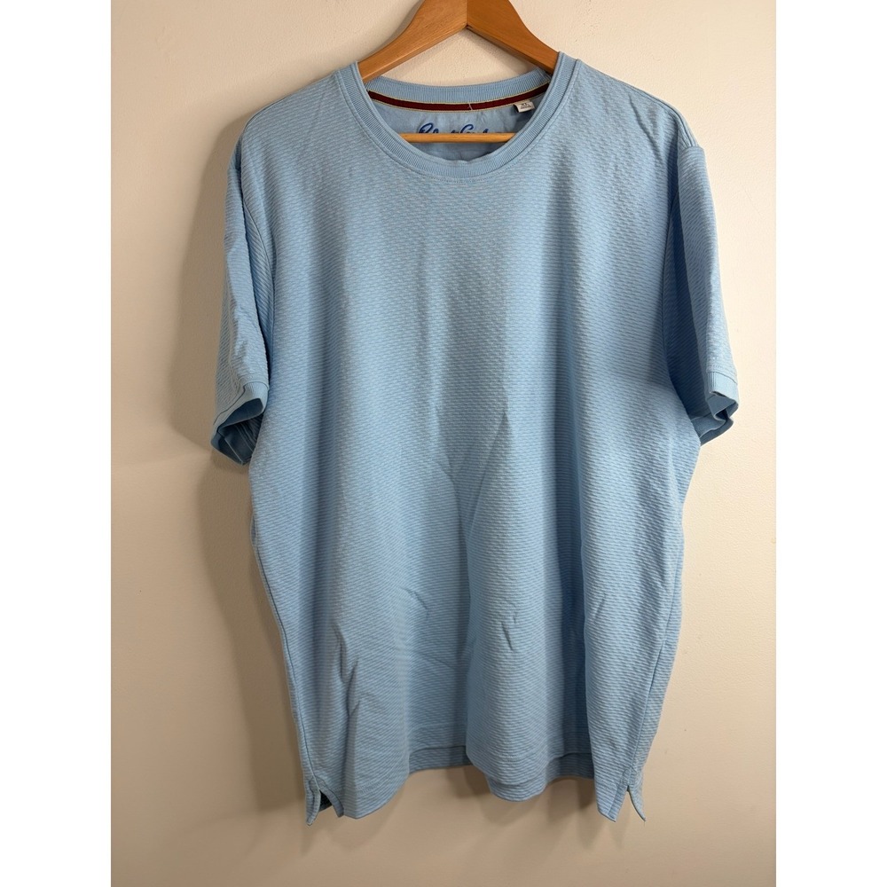 Robert Graham Mens XL Light Blue Textured Waffle Knit Classic Fit T-Shirt Tee